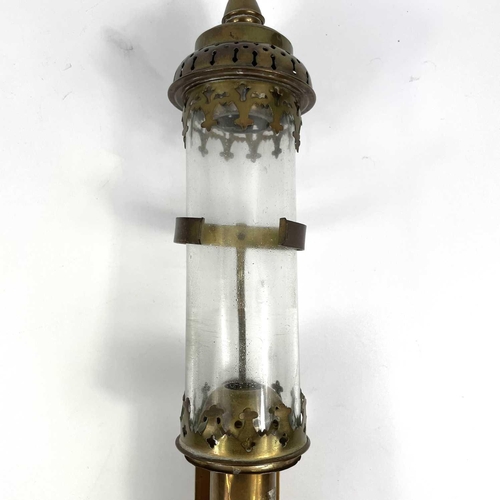 670 - Transport - GWR Railway Carriage Candle Lamps Comprising a pair of brass carriage lamps with copper ... 