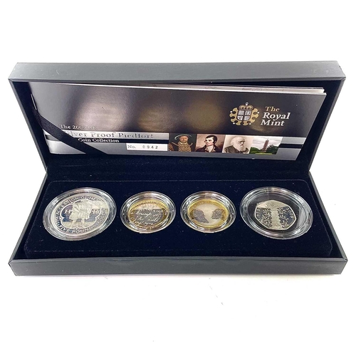 69 - Royal Mint UK 2009 Silver Proof Piedfort 4 coins collection with Kew Gardens 50p. Comprising: Rare 5... 