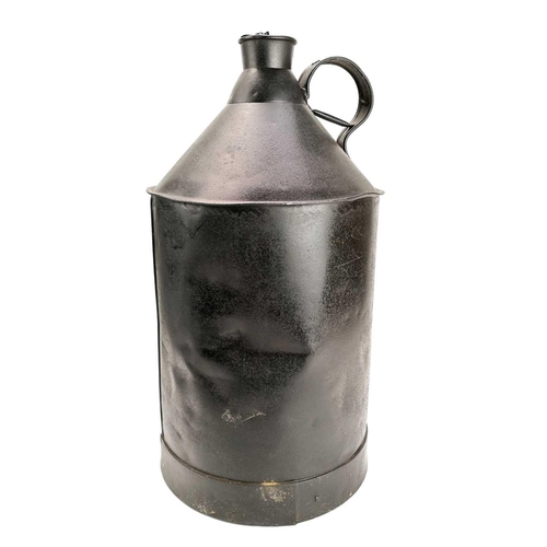 698 - London & North Western Railway 5 Gallon Oil Can With Cork Stopper On Chain. A black 5 gallon can wit... 