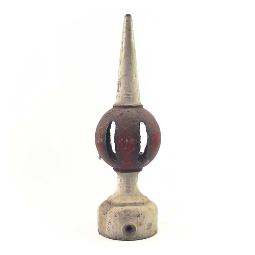 699 - G.W.R. Cast Iron Signal Finials (x3). Comprising 3 pierced iron signal finials height 60cm each.