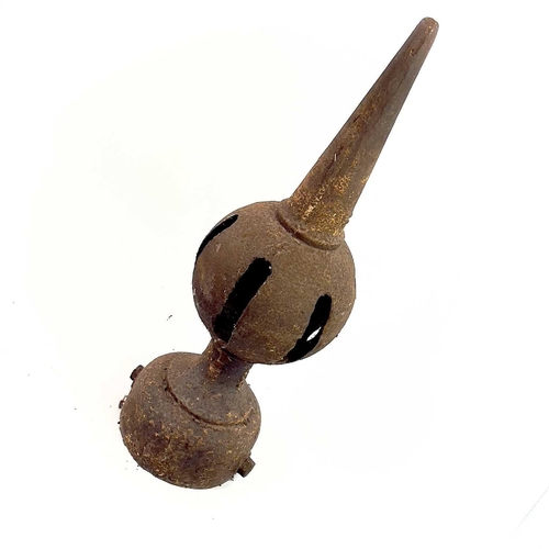 699 - G.W.R. Cast Iron Signal Finials (x3). Comprising 3 pierced iron signal finials height 60cm each.