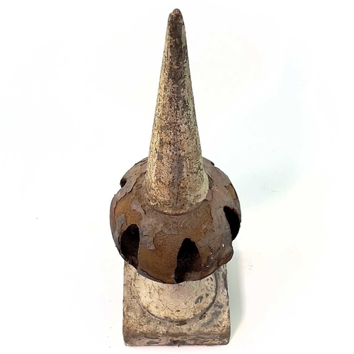 699A - Cast Iron Railwayana, Bricks etc. Comprising a pierced iron GWR signal finial on square stand height... 