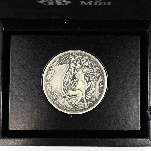 7 - Royal Mint Limited Edition .999 Silver St George and Dragon Medal. A boxed fine mint condition toned... 