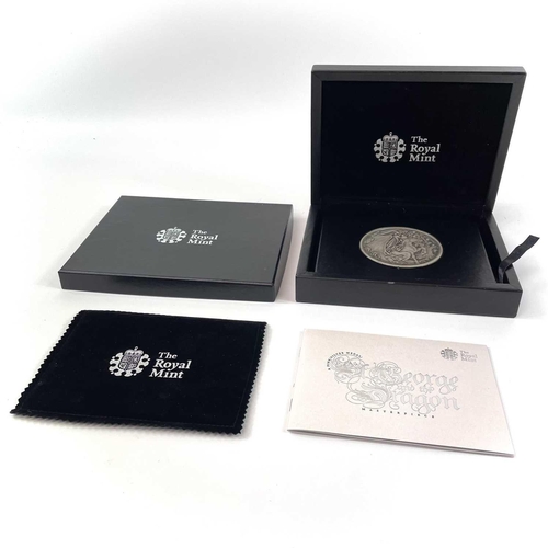 7 - Royal Mint Limited Edition .999 Silver St George and Dragon Medal. A boxed fine mint condition toned... 