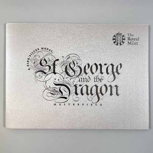 7 - Royal Mint Limited Edition .999 Silver St George and Dragon Medal. A boxed fine mint condition toned... 