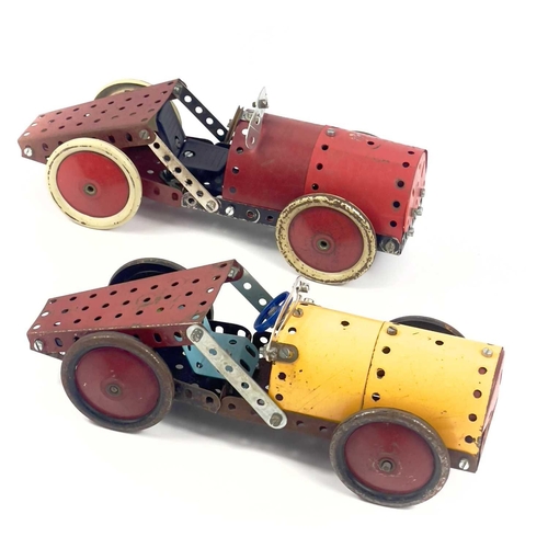 711 - Meccano - Motor Car and Aeroplane Models (x4). Comprising 2 made up model cars plus 2 made up model ... 