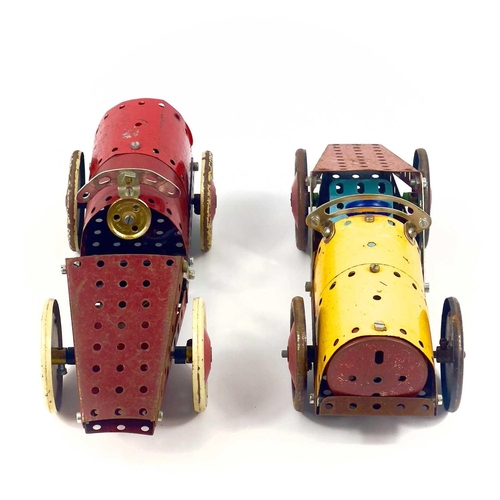 711 - Meccano - Motor Car and Aeroplane Models (x4). Comprising 2 made up model cars plus 2 made up model ... 