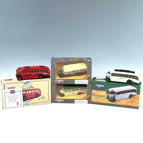 719 - Bedford OB & AEC Regal Boxed Die Cast Coaches. A box containing 9 different boxed Corgi coaches. All... 