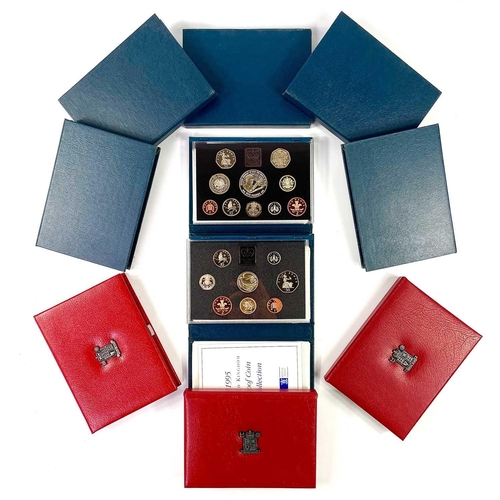 72 - A box of Comprising 10 sets in red and blue packs from 1990 to 1999. Includes rare 1992 EEC 50p, 199... 