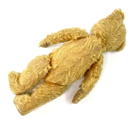 736 - Early to Mid 20th Century Teddy Bear Comprising an articulated plush golden coloured bear (length 42... 