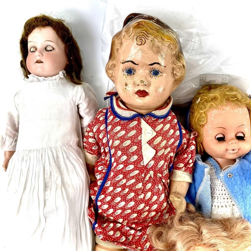 739 - Armand Marseille Porcelain Painted Faced Doll, Plus 5 Other Porcelain & Other Dolls. Comprising: 1: ... 