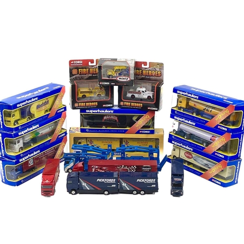 743 - Corgi Super-Haulers etc. Comprising 2 boxes containing: 8 boxed super-haulers plus 6 unboxed similia... 