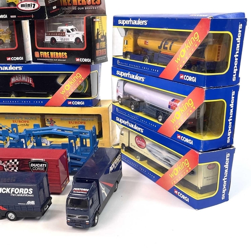 743 - Corgi Super-Haulers etc. Comprising 2 boxes containing: 8 boxed super-haulers plus 6 unboxed similia... 