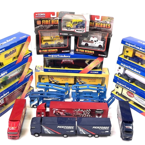 743 - Corgi Super-Haulers etc. Comprising 2 boxes containing: 8 boxed super-haulers plus 6 unboxed similia... 