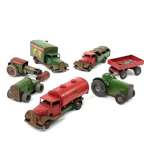 760 - Triang Minic & Other Tinplate Toys. A small box containing 7 Minic & other wind up clockwork toys. N... 