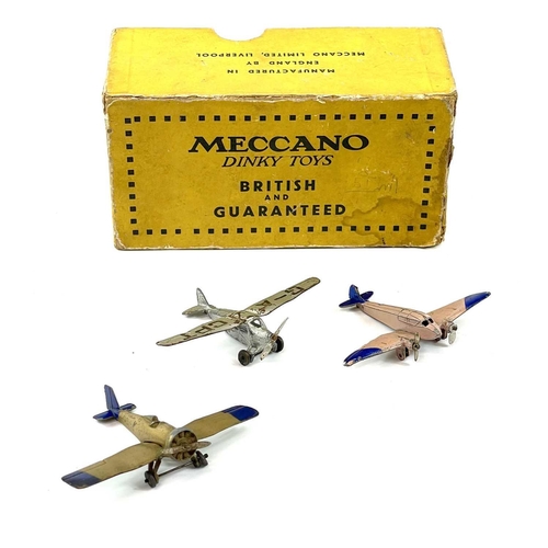 764 - Dinky Pre-War Aircraft & Empty Viking Airliner Box 6 aircraft contained in a yellow 