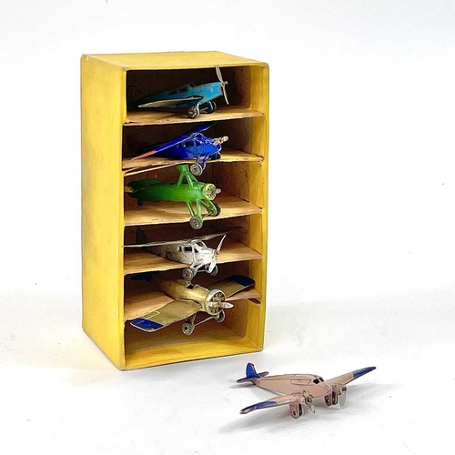 764 - Dinky Pre-War Aircraft & Empty Viking Airliner Box 6 aircraft contained in a yellow 