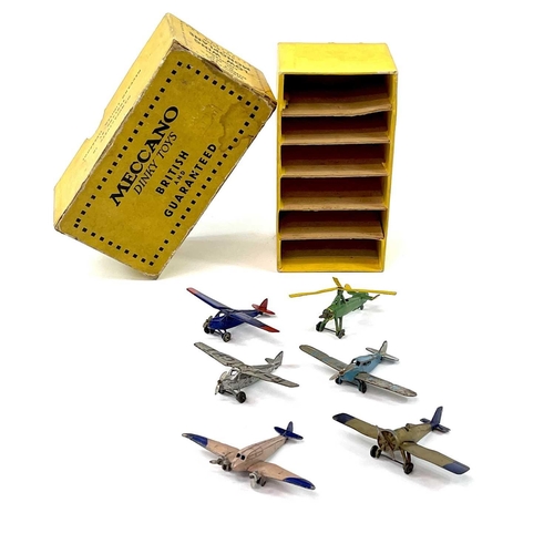 764 - Dinky Pre-War Aircraft & Empty Viking Airliner Box 6 aircraft contained in a yellow 