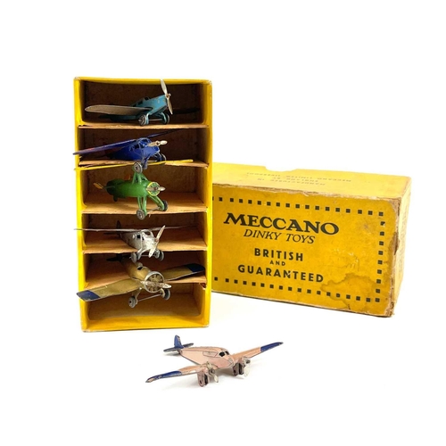 764 - Dinky Pre-War Aircraft & Empty Viking Airliner Box 6 aircraft contained in a yellow 