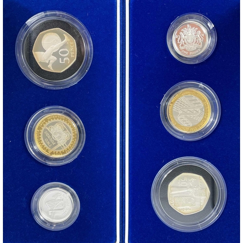 82 - Great Britain Royal Mint Silver Piedfort Proof 3 Coin Collection (x2) Comprising 50 pence, £1 and £2... 