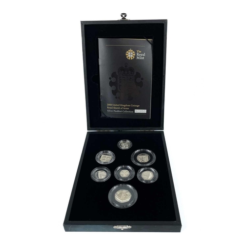 86 - Royal Mint Great Britain Silver Proof Piedfort Royal Shield of Arms 2008 Coin Set. Comprising 7 silv... 