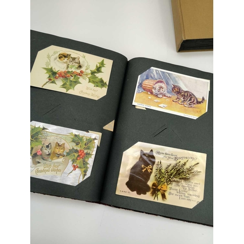 904 - Post card Albums x3 Comprising: Album1: Containing in excess of 150 cat postcards including art type... 