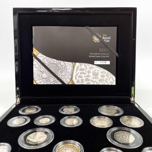 91 - Royal Mint Great Britain 2011 UK Silver Proof 14 coin set. Comprising set from 1p to £5 with all nor... 