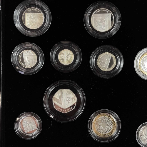 91 - Royal Mint Great Britain 2011 UK Silver Proof 14 coin set. Comprising set from 1p to £5 with all nor... 