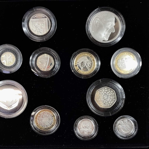 91 - Royal Mint Great Britain 2011 UK Silver Proof 14 coin set. Comprising set from 1p to £5 with all nor... 