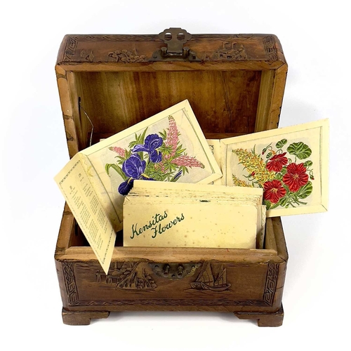 910 - Kensitas Silk Flowers & Other Cigarette & Trade Cards. A box containing: 14 postcard size silk flowe... 