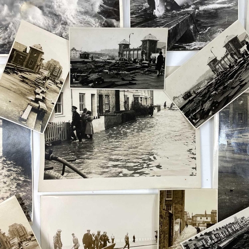 925 - Cornwall Interest: Penzance Photos - 1963 Storms/Floods. Approximately 20 photos mostly postcard siz... 