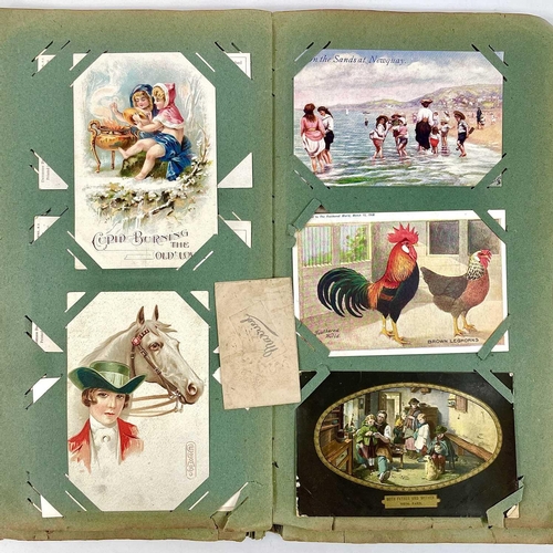 929 - An album containing approximately 120 postcards. Cornish interest noted including Newquay Station, a... 