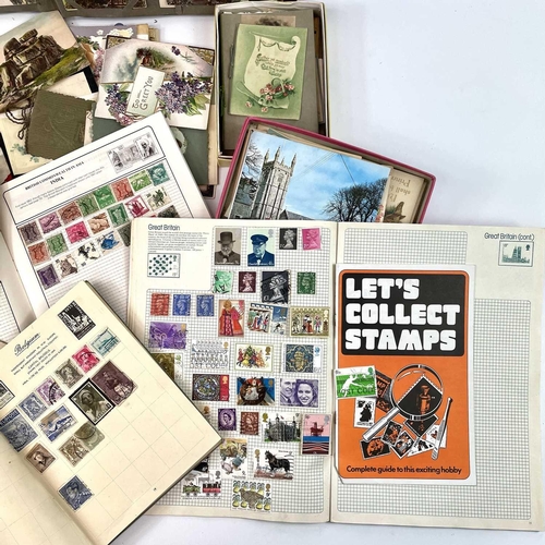 934 - Postcards, Greetings Cards & Stamps. Comprising an album of postcards with Cornish interest includin... 