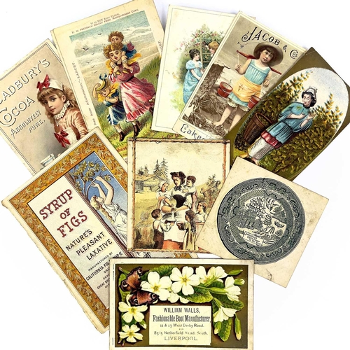 936 - Greetings Cards & Ephemera A box containing: 1: Advertising cards - noted Cadburys, Jacobs etc. 2: A... 