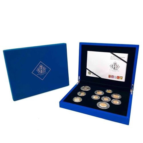 94 - Royal Mint Great Britain Proof 2012 Diamond Jubilee Silver Proof Coin Set. Comprising 2012 10 coin g... 