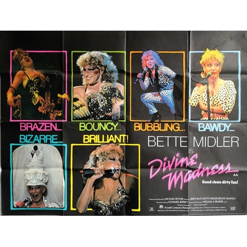 956 - Cinema Posters x6 - All 75x100cms. 1: Flashdance & Saturday Night Fever. 2: Divine Madness - Bette M... 