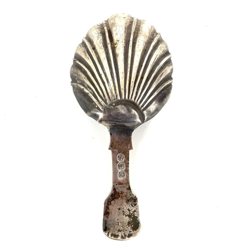 117 - A George III silver caddy spoon by George Knight. Of fiddle and shell pattern with a scallop shell b... 