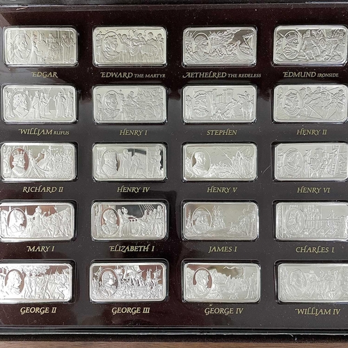 22 - A John Pinches commemorative set of fifty silver ingots. '1000 Years of British Monarchy', within pr... 