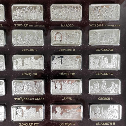 22 - A John Pinches commemorative set of fifty silver ingots. '1000 Years of British Monarchy', within pr... 