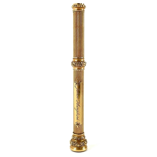 311 - Sampson Mordan & Co. William IV gold propelling pencil. Sampson Mordan & Co - A William IV high puri... 