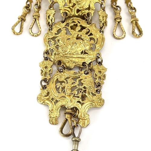 314 - A late 18th century Ormolu etui with six fitted implements The case with hinged lid and with applied... 