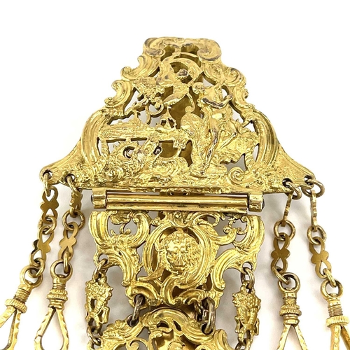 314 - A late 18th century Ormolu etui with six fitted implements The case with hinged lid and with applied... 