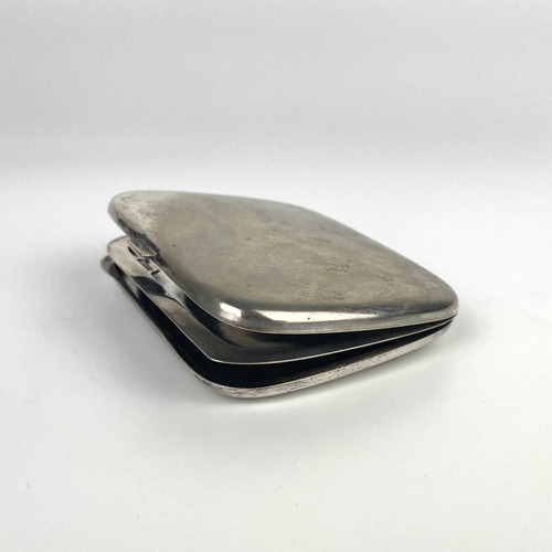 315 - A good continental silver plated and enamel erotic cigarette case. The hinged cover revealing a hidd... 