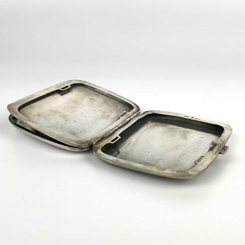 315 - A good continental silver plated and enamel erotic cigarette case. The hinged cover revealing a hidd... 