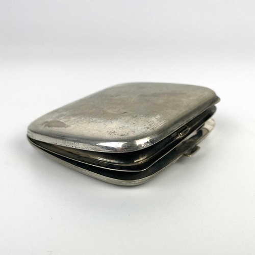 315 - A good continental silver plated and enamel erotic cigarette case. The hinged cover revealing a hidd... 