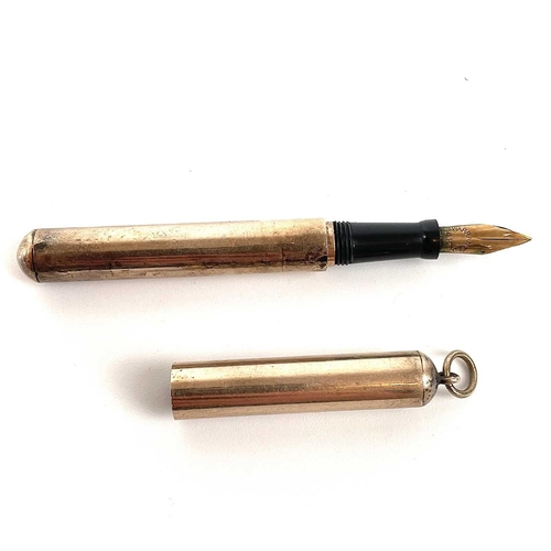 326 - A gold plated propelling pen with 14ct nib. Together with a silver pocket watch travel case, Chester... 