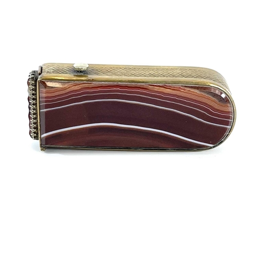 332 - A banded agate and brass vesta case. Length 7cm.