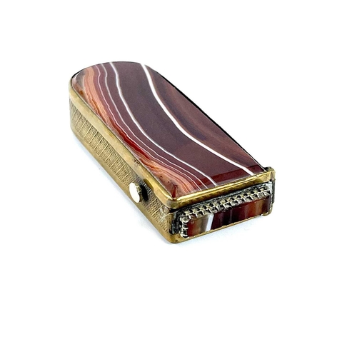 332 - A banded agate and brass vesta case. Length 7cm.