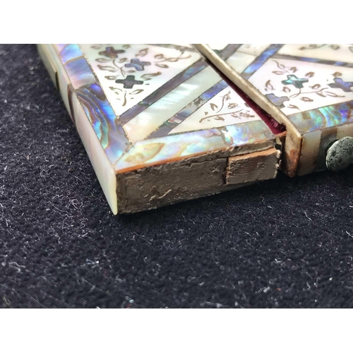 333 - A 19th century mother of pearl and abalone calling card case. Length 10cm.There is a missing section... 