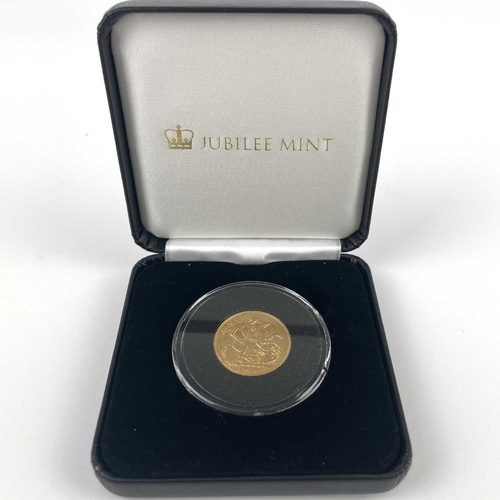 336 - A 1910 full sovereign coin. Within Jubilee Mint box and certificate.